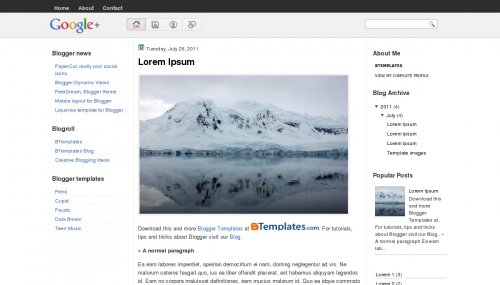 google plus blogger template