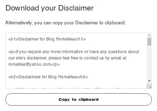 disclaimer blog web