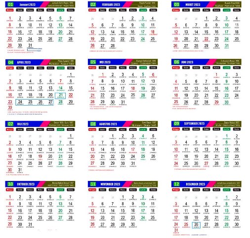 Download Kalender 2023 Masehi / 1444 Hijriyah Lengkap File CorelDraw