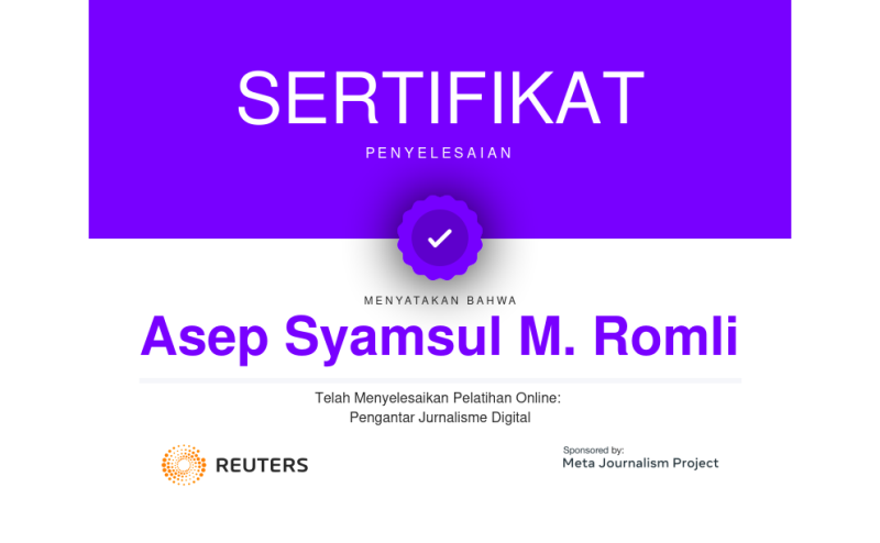 Sertifikat Jurnalisme Digital Reuters