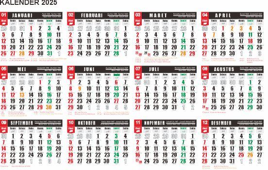 Link Download Kalender 2025 CorelDraw Lengkap Masehi dan Hijriyah 12 Bulan